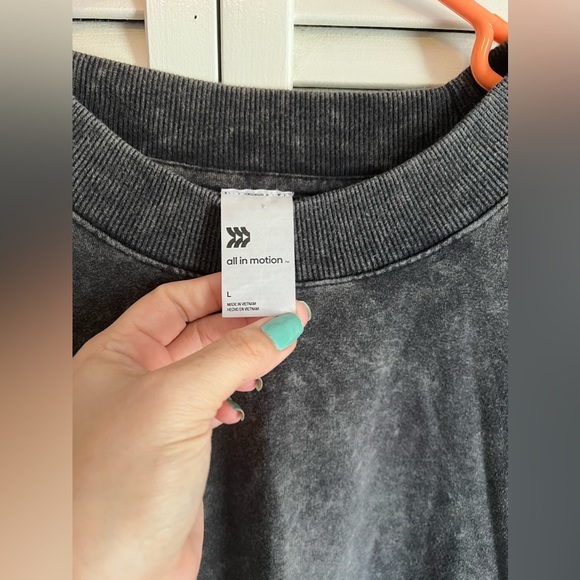 All In Motion- Large Light Weight Sweater Charcoal Acid Wash Grey oversized - Picture 2 of 7